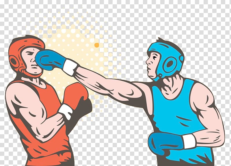 two boxing players , Boxing glove Punch Knockout Sparring, Boxing boxer transparent background PNG clipart