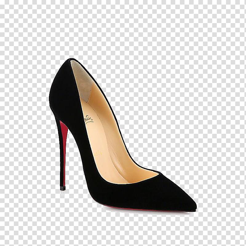 unpaired black Christian Louboutin pointed-toe stiletto pump, Chanel High-heeled footwear Clothing Fashion Shoe, French thin black heels transparent background PNG clipart