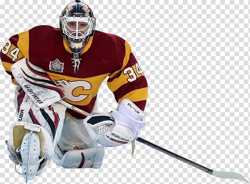 Goaltender mask College ice hockey Lacrosse, Calgary Flames transparent background PNG clipart