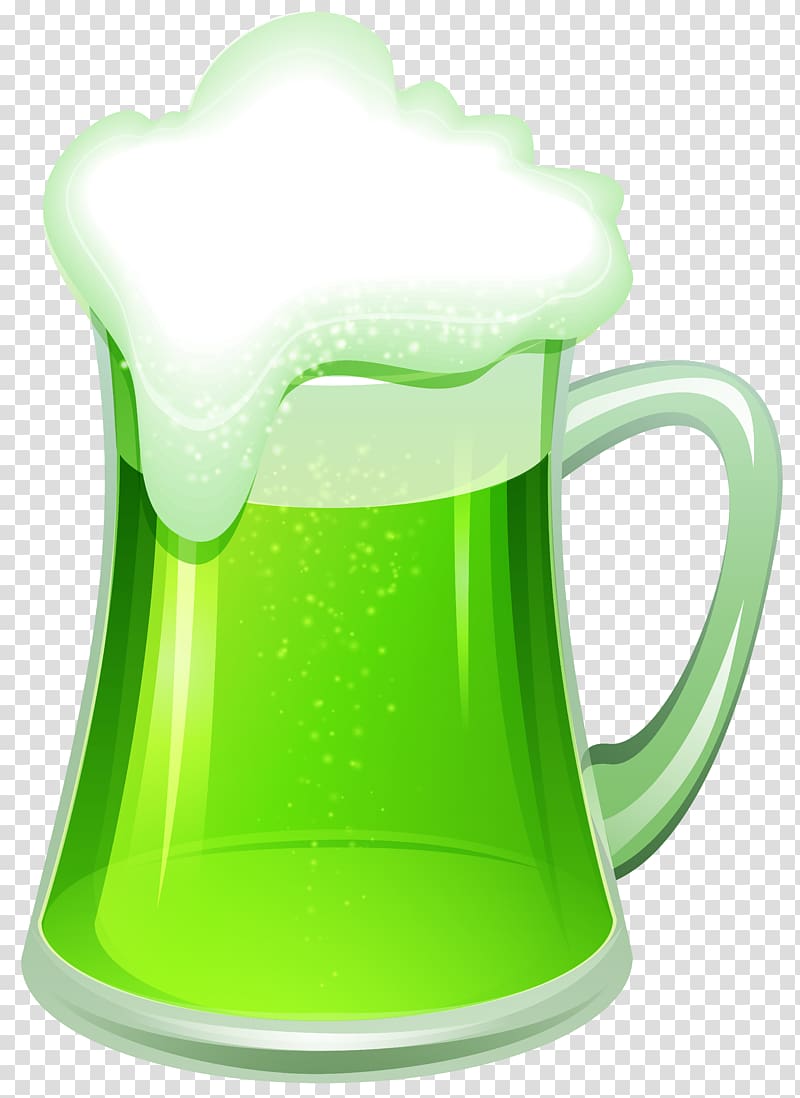 clear mug with green liquid illustration, Beer Saint Patrick\'s Day Shamrock , St Patrick\'s Day with Green Beer transparent background PNG clipart