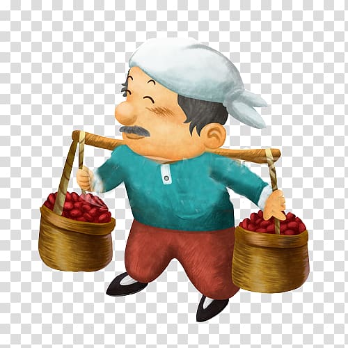 Jujube Gratis, Grandpa sells red dates transparent background PNG clipart