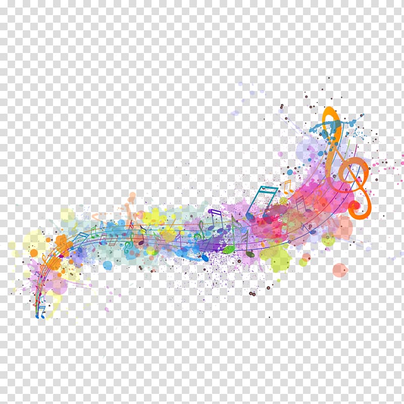 multicolored musical notes illustration, Musical note Musical notation illustration, Splash music decoration pattern transparent background PNG clipart