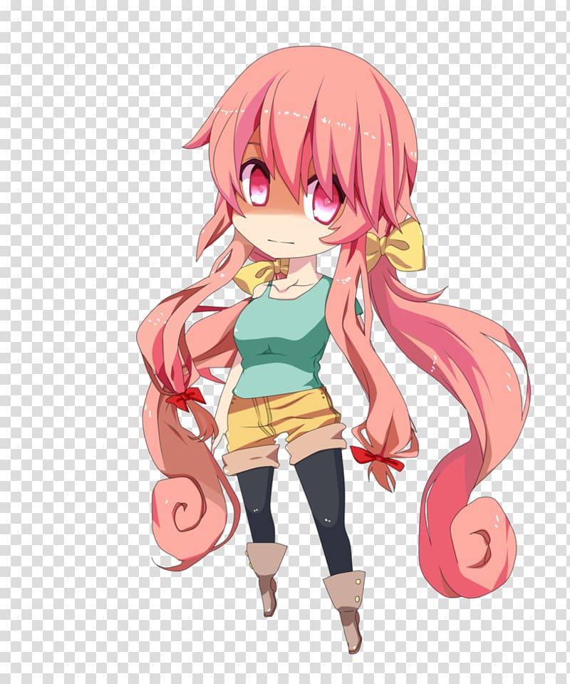 Yuno Gasai Future Diary Chibi Anime Mirai, Chibi transparent background PNG clipart