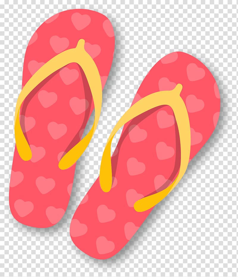 pair of red-and-yellow flip-flops illustration, Slipper Flip-flops, Beautifully summer sandals transparent background PNG clipart