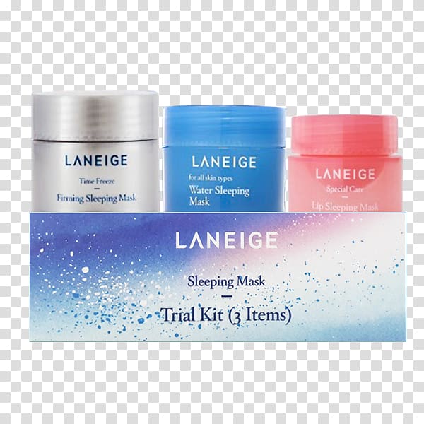 LANEIGE Water Sleeping Mask LANEIGE Lip Sleeping Mask LANEIGE Perfect Renew Regenerator LANEIGE Good Night Kit, sleep mask transparent background PNG clipart