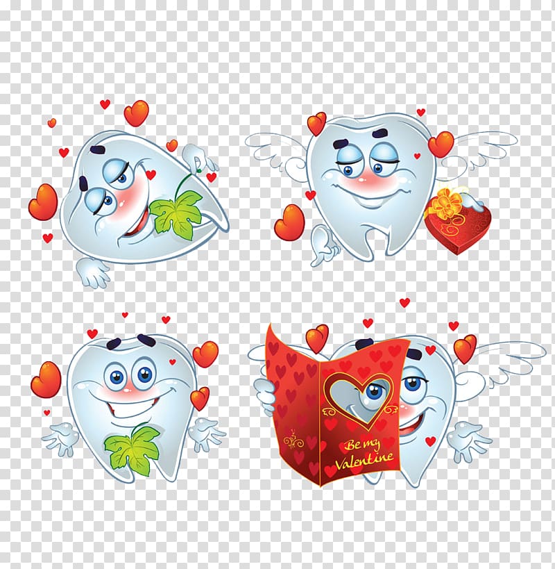 Valentines Day Tooth pathology , Love and Angel teeth transparent background PNG clipart