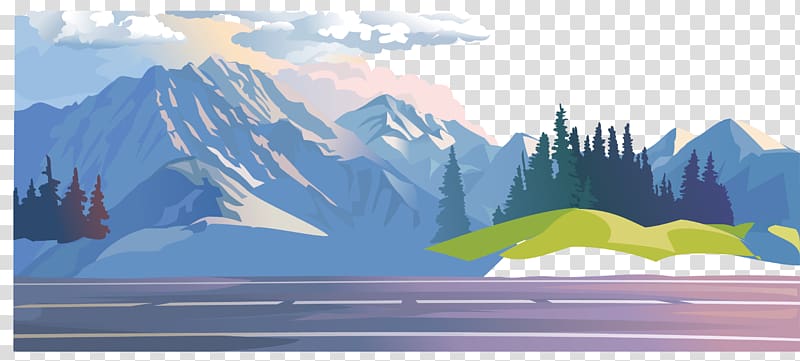 road overlooking mountain illustration, Forest illustration , Blue sky under the highway mountain forest transparent background PNG clipart