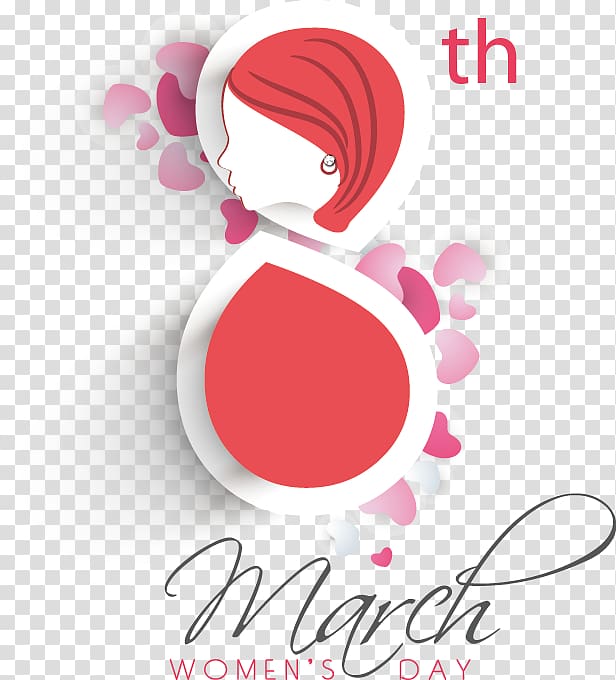 March 8th Women's Day illustration, International Womens Day March 8 Woman, Women\'s Day element transparent background PNG clipart