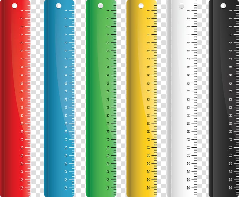 six assorted-color rules illustration, Ruler Illustration, Different colors of the scale transparent background PNG clipart