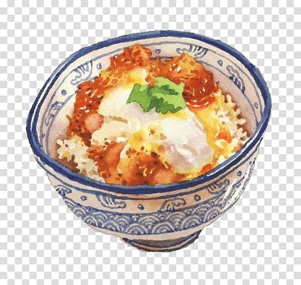 Illustrator Drawing Painting Food Illustration, A bowl of fried rice transparent background PNG clipart