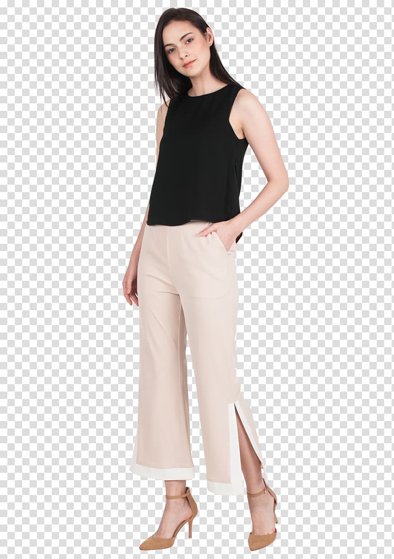 Beige Waist Jeans Pants Dress, beige trousers transparent background PNG clipart