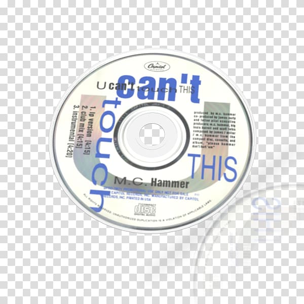 Compact disc U Can't Touch This Song Music CD single, MC HAMMER transparent background PNG clipart