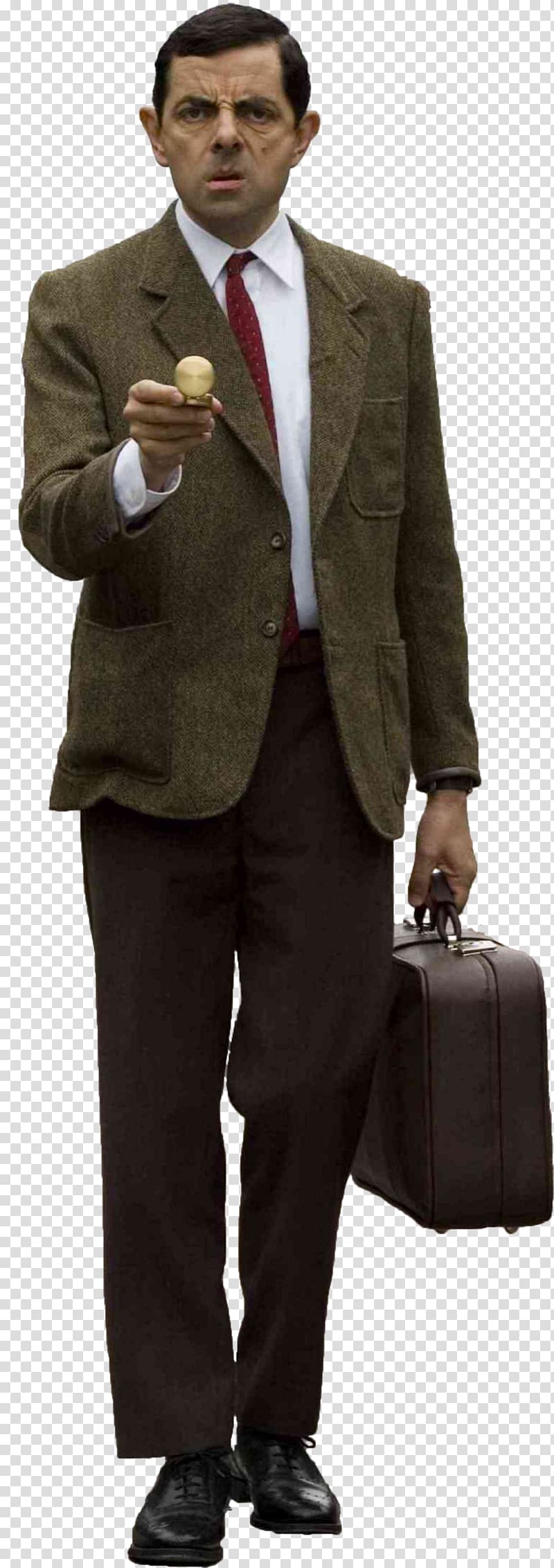 Rowan Atkinson holding suitcase, Rowan Atkinson Mr. Bean Icon, Mr. Bean transparent background PNG clipart