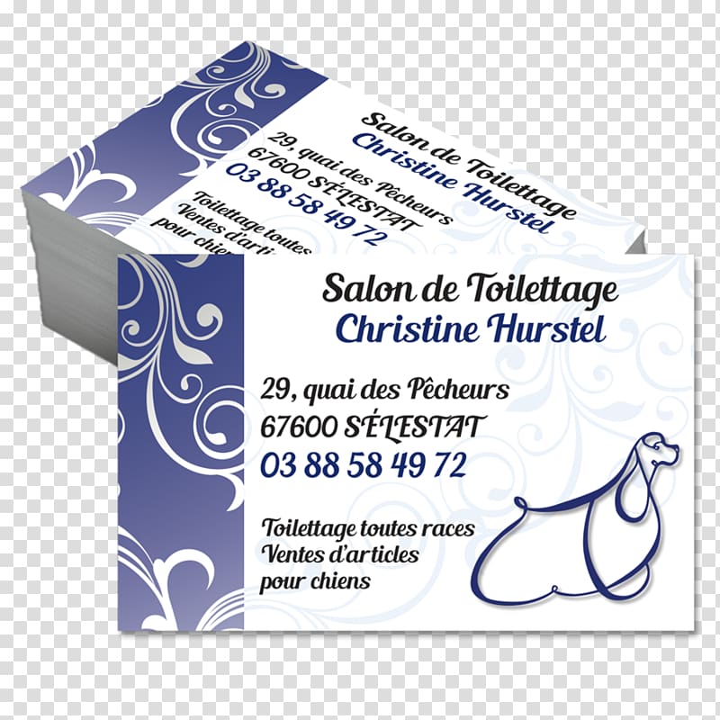 Business Cards Toiletteur Dog Personal grooming Deborah REISS, Infographiste, carte visite transparent background PNG clipart