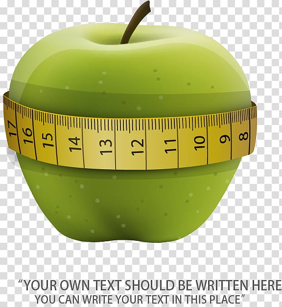 Food Health Eating Veganism Apple, Measuring tape around green apple material transparent background PNG clipart