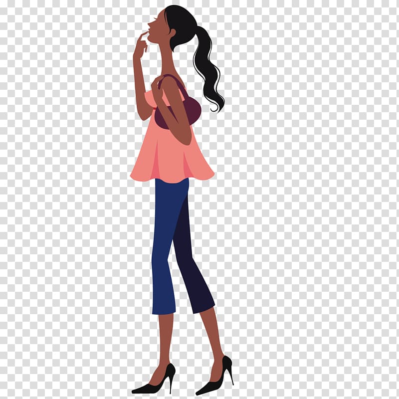 Thought Cartoon Illustration, Thinking girl transparent background PNG clipart
