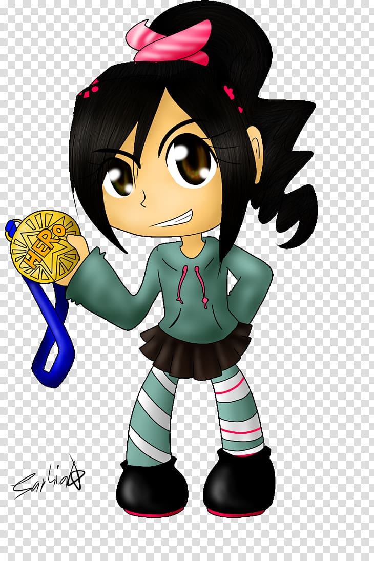 Black hair Figurine Mascot , Vanellope transparent background PNG clipart