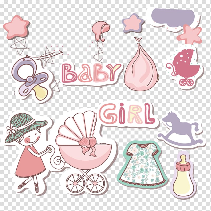 Infant Birth , Pink SongZi crane card material transparent background PNG clipart