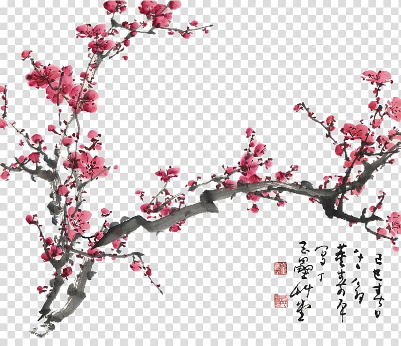 Cherry Blossom tree, Plum blossom Chinese painting Cherry blossom Drawing, cherry blossom transparent background PNG clipart