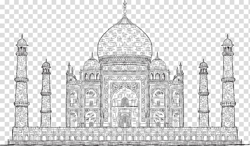 Taj Mahal Drawing illustration , painted Taj Mahal, India transparent background PNG clipart
