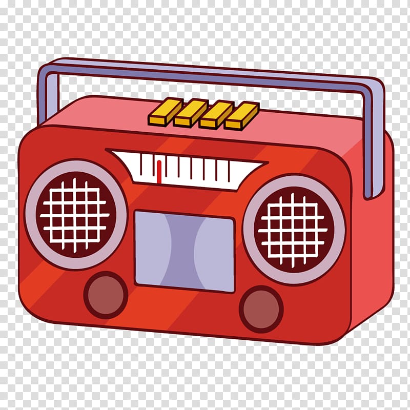 Radio Tape recorder, Red Radio transparent background PNG clipart