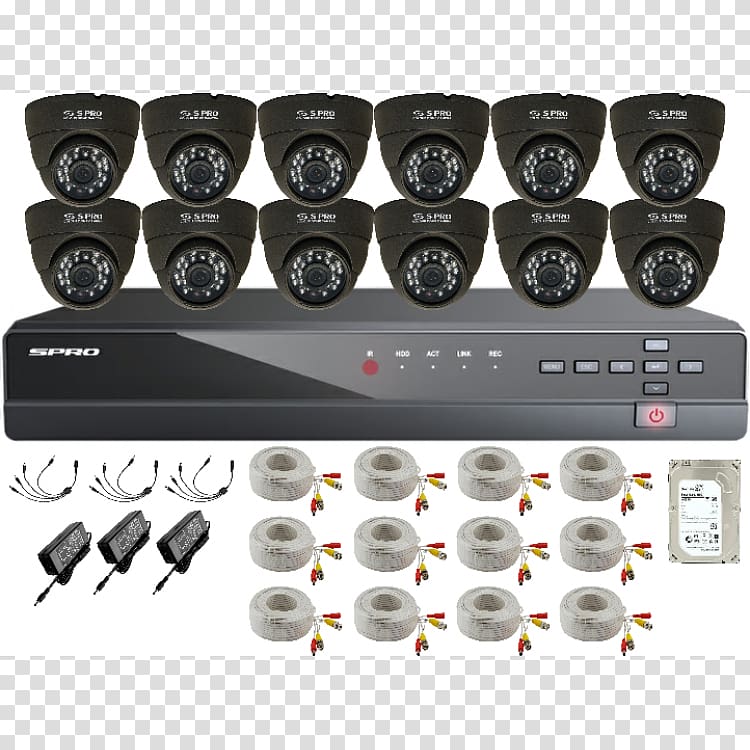 Analog High Definition Closed-circuit television Digital Video Recorders IP camera, cctv camera dvr kit transparent background PNG clipart