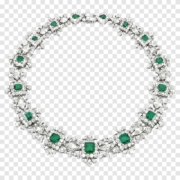 Necklace Emerald Diamond, Flowers Necklace transparent background PNG clipart