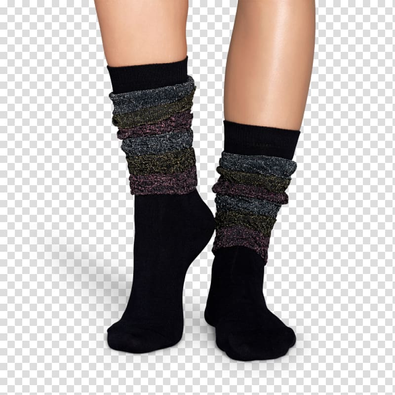 Sock ing Black Knee White, happy socks transparent background PNG clipart