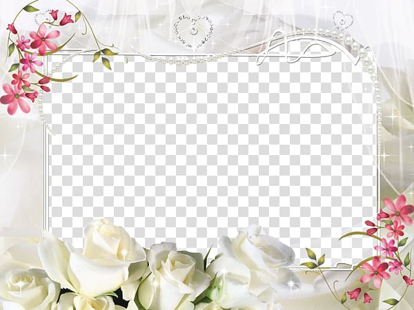 white-and-pink flowers art, frame , White Flower Frame transparent background PNG clipart