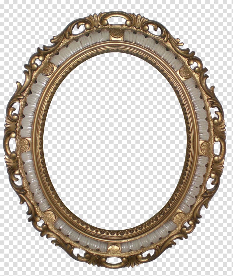 oval gold and gray floral frame, Magic Mirror , Mirror transparent background PNG clipart