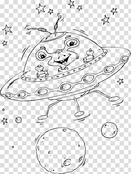 Coloring book Colouring Pages Flying saucer Unidentified flying object, child transparent background PNG clipart