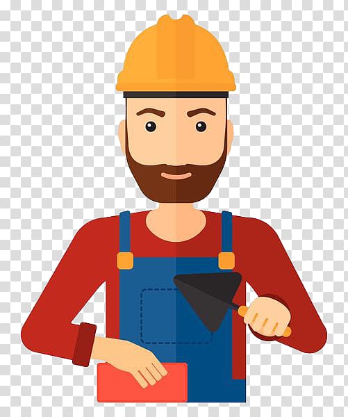 Bricklayer Illustration, With a cleaver bricklayer transparent background PNG clipart