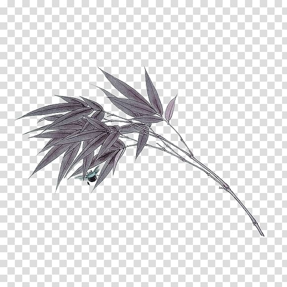 China Bamboo Bird-and-flower painting Chinoiserie, Black simple bamboo leaves decorative patterns transparent background PNG clipart