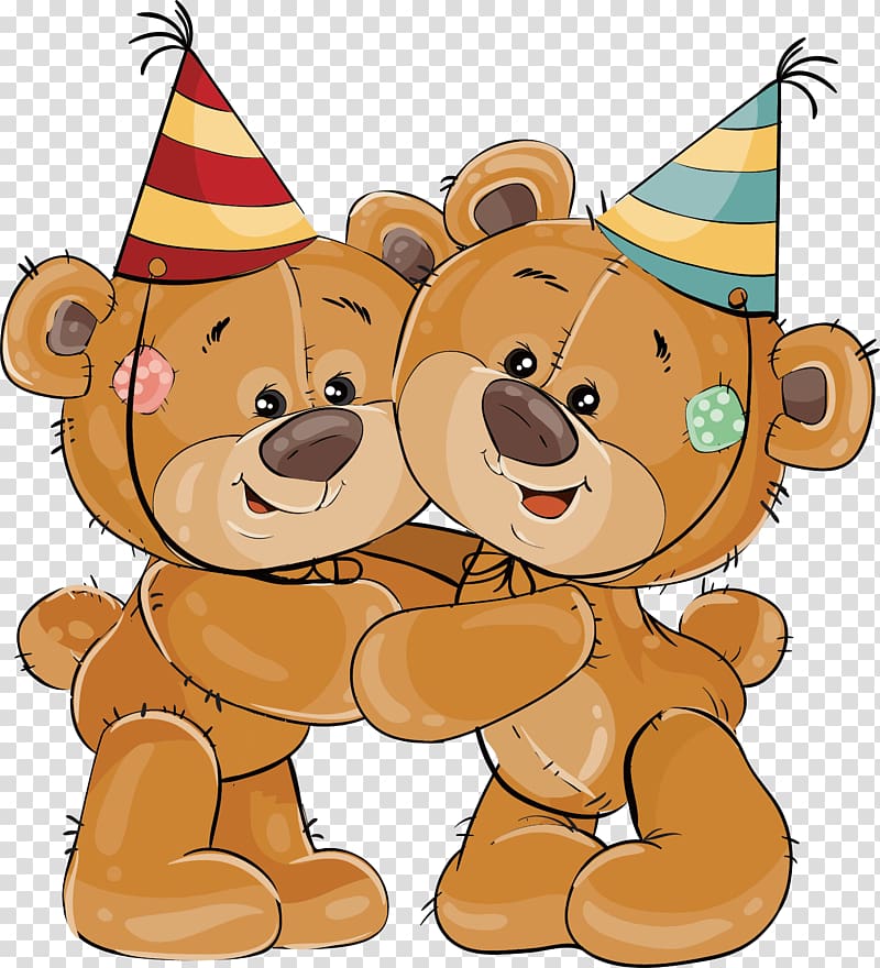 two bears illustrations, Teddy bear Party Birthday Illustration, Birthday party, lovely bear transparent background PNG clipart