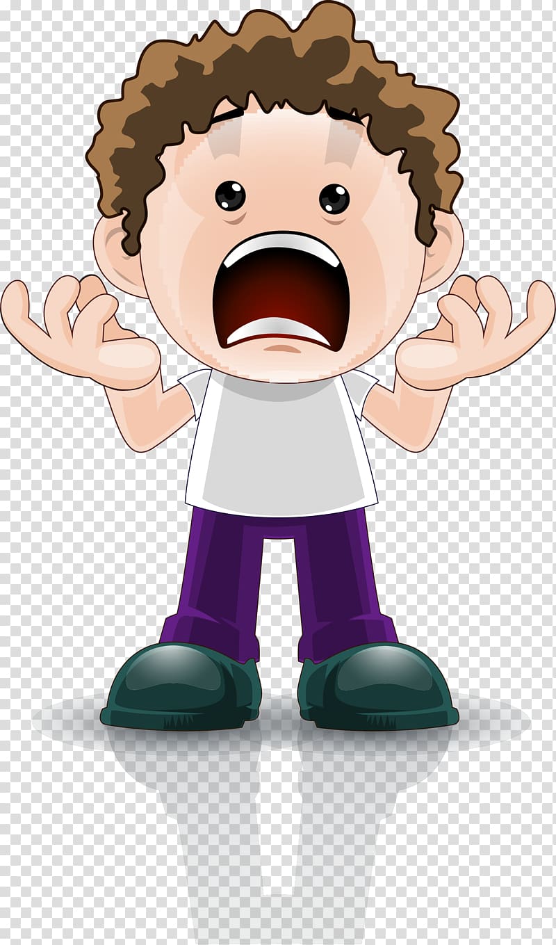brown haired guy screaming illustration, Cartoon Surprise, Cartoon boy facial expression transparent background PNG clipart
