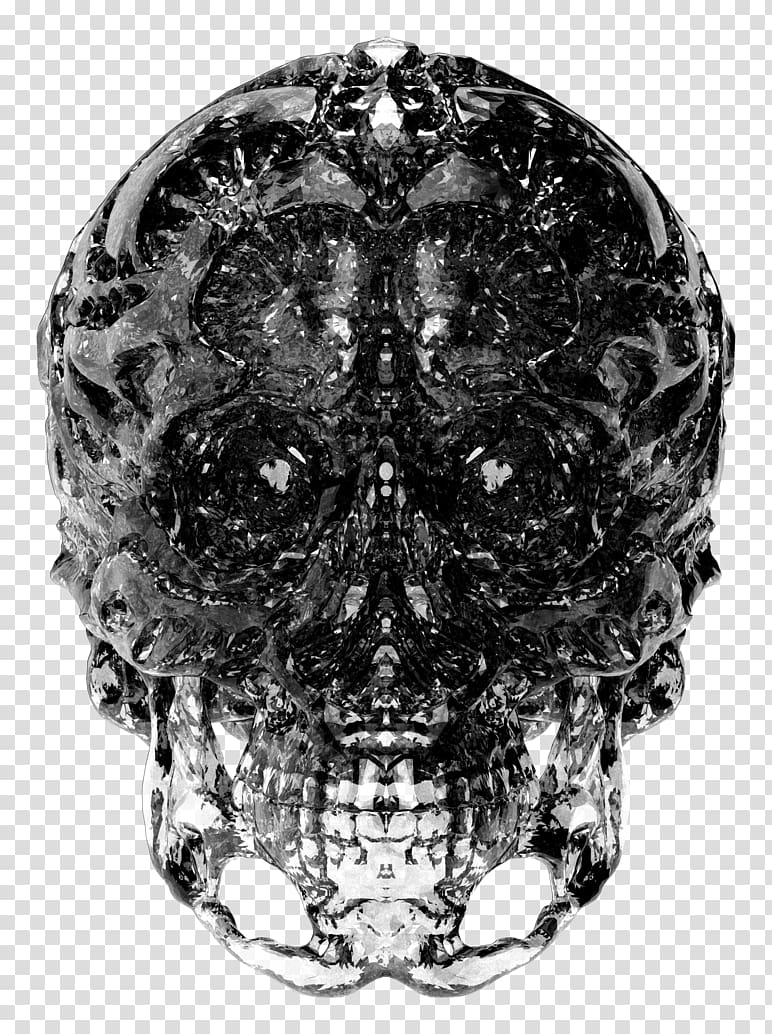 Skull Silver Black, skull transparent background PNG clipart