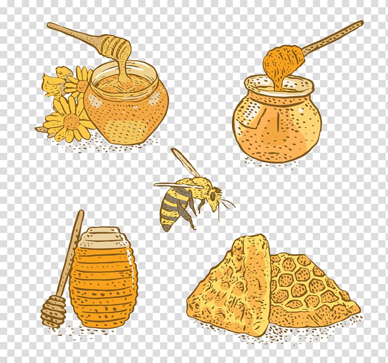 Bee Honey Sugar , Painted yellow bee material transparent background PNG clipart
