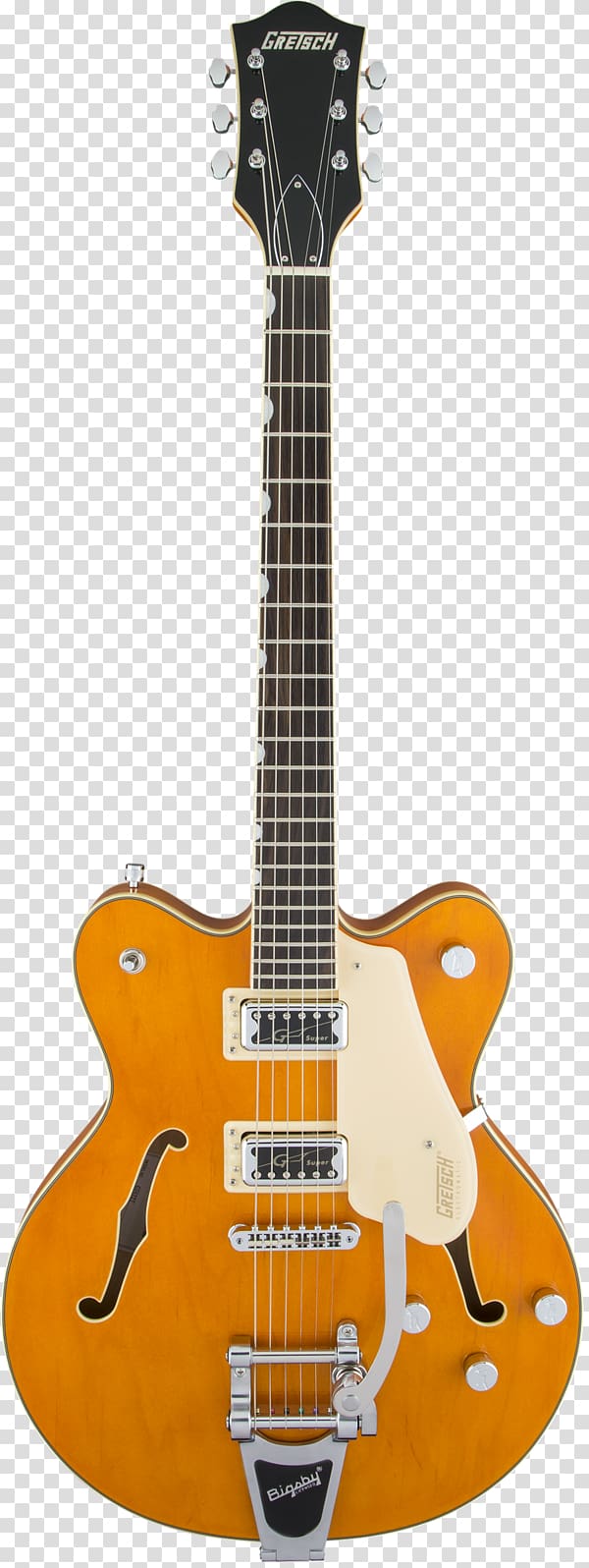 Gretsch Semi-acoustic guitar Bigsby vibrato tailpiece Archtop guitar, electric guitar transparent background PNG clipart