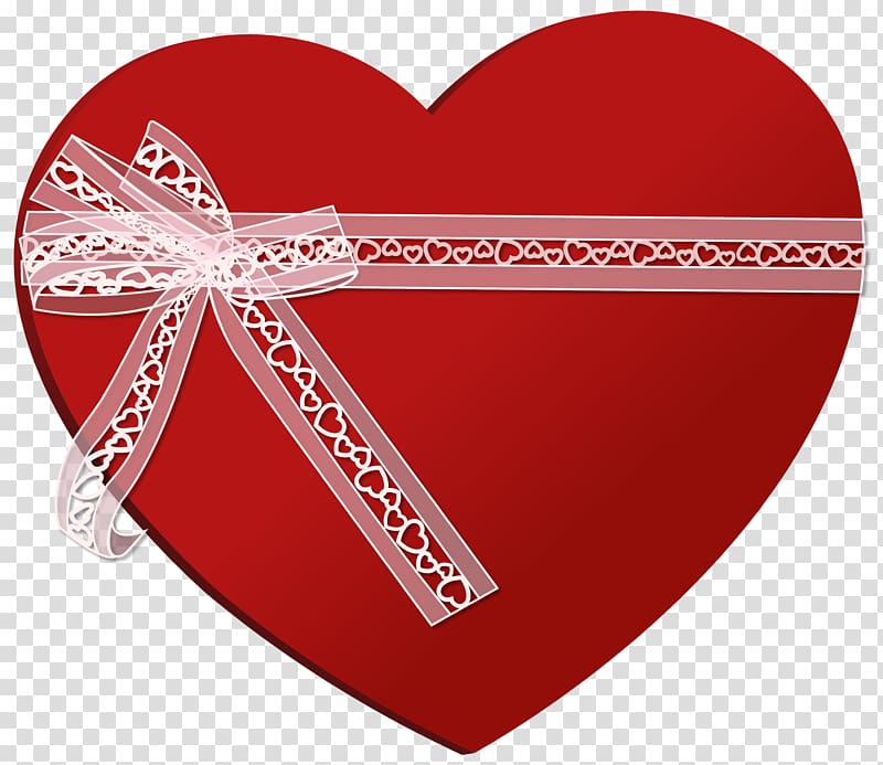 red heart gift wrap , Ribbon Heart , Heart with Heart Ribbon transparent background PNG clipart