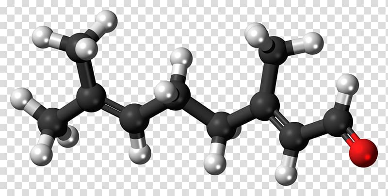 Citral Molecule Ball-and-stick model Myrcene Terpene, Ballandstick Model transparent background PNG clipart