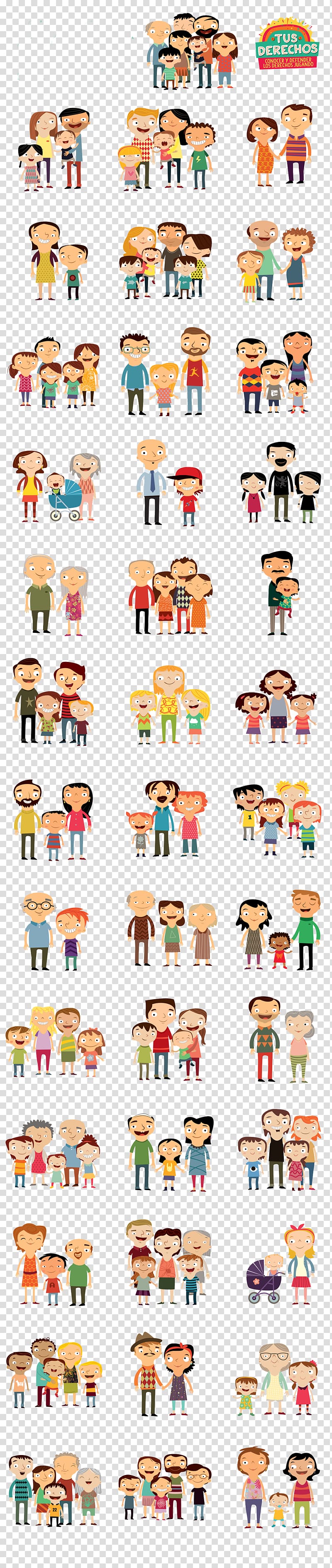 creative cartoon family portrait transparent background PNG clipart