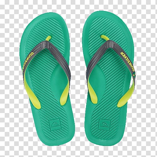 Flip-flops Beach, Quiksilve green sandals transparent background PNG clipart