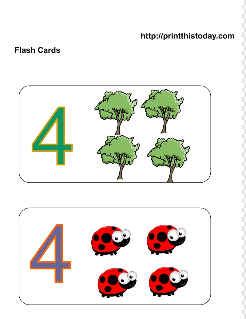 Number Flashcard Worksheet Mathematics , Number 4 Worksheet transparent background PNG clipart