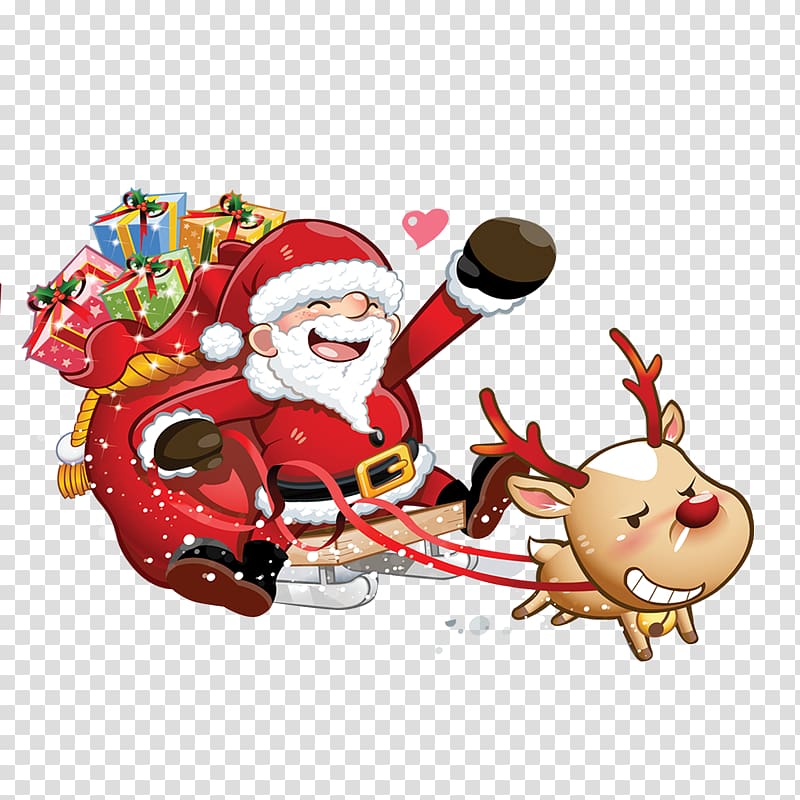 Amazon.com Gift Illustration, Christmas Santa grandfather presents gifts transparent background PNG clipart