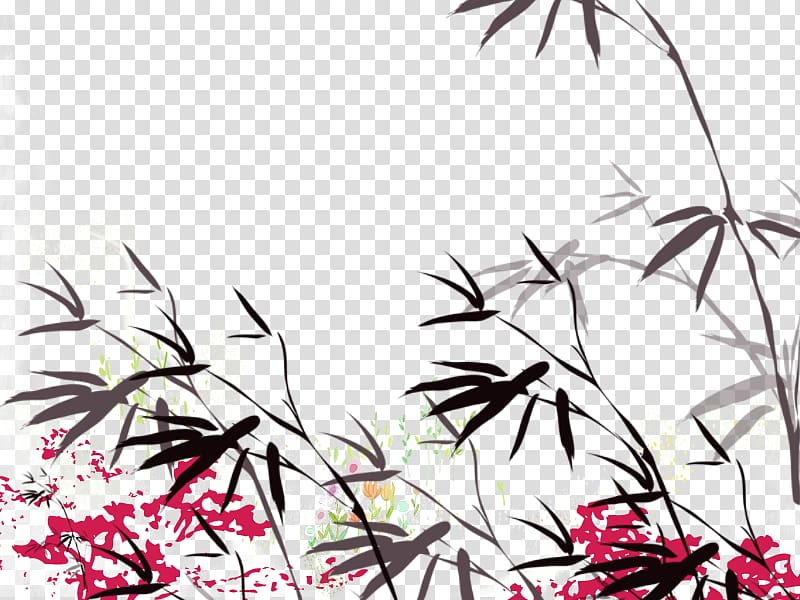 Chinese painting Bamboo, Hand-painted bamboo Chinese Videos transparent background PNG clipart