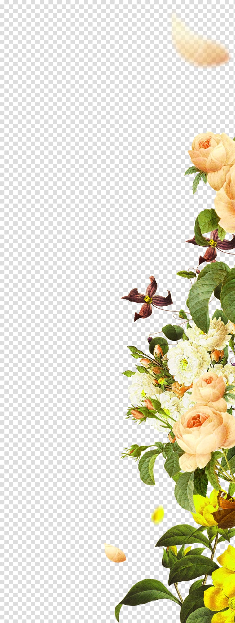 yellow fresh flowers border texture transparent background PNG clipart