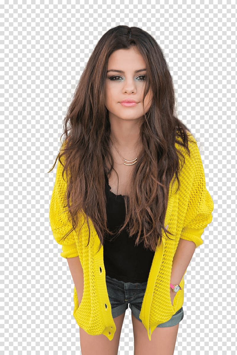 Selena Gomez in yellow cardigan, Selena Gomez Yellow transparent background PNG clipart