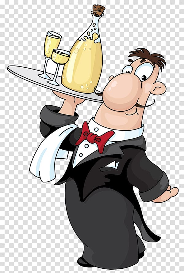 Waiter , cartoon chef transparent background PNG clipart