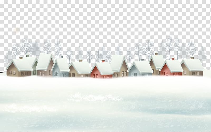 Snow Winter , Snow mountains and houses transparent background PNG clipart
