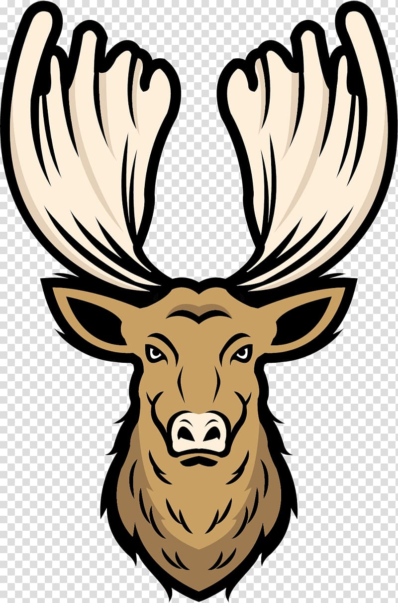 Elk Red deer Moose Antler, Dark deer head transparent background PNG clipart